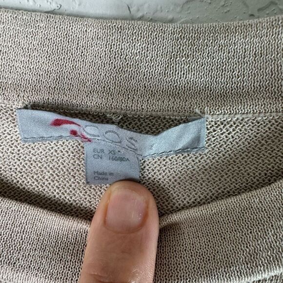 COS Cream Knitted Sheer Dress Puff Sleeves Size EUR XS - Picture 5 of 10